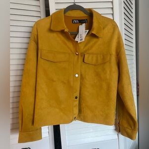 NWT Zara Gold Faux Suede Jacket